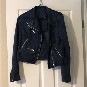 Navy Blue Faux Suede Vici Jacket